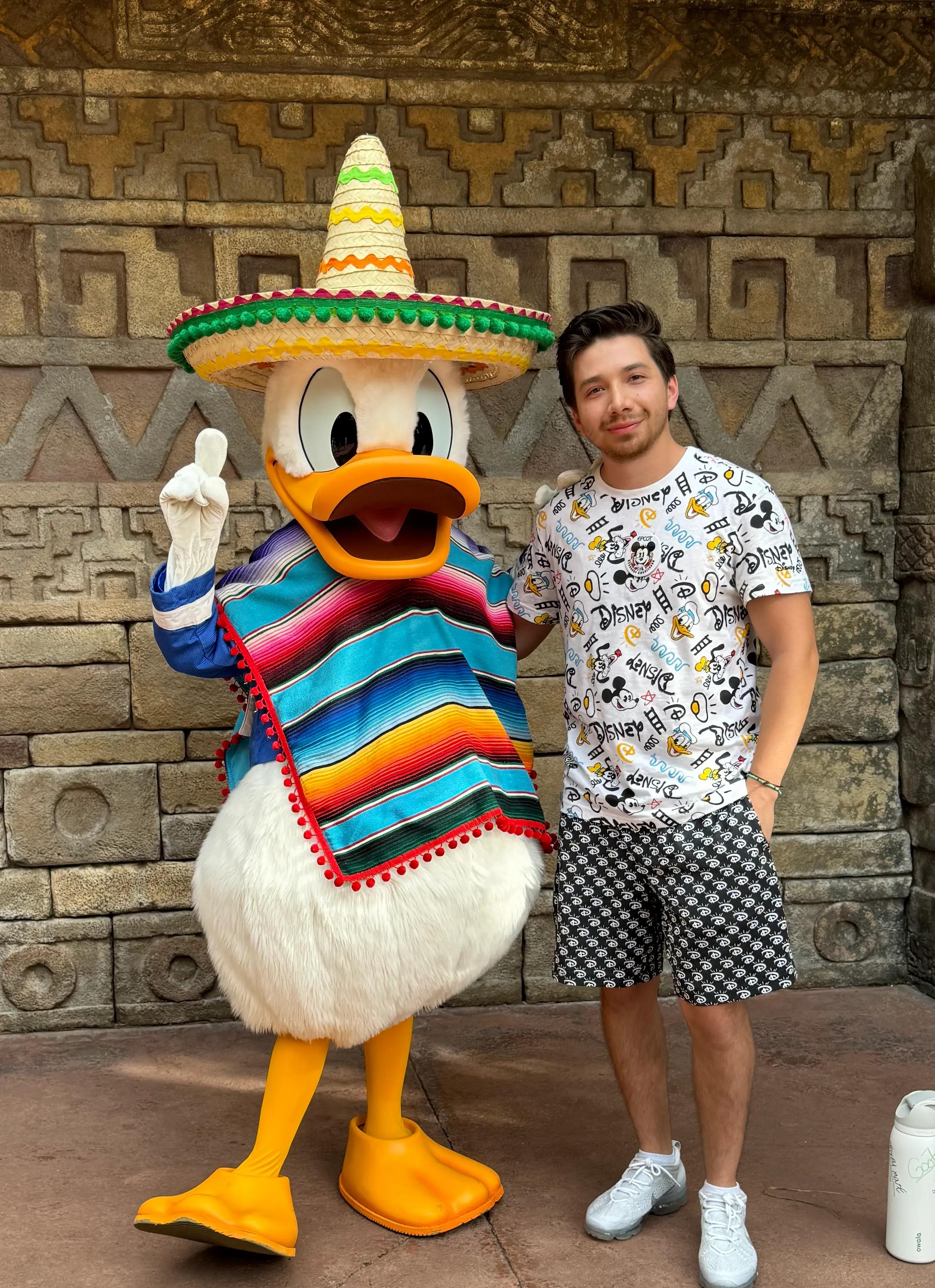 Picture in Disney with Donald Duck.